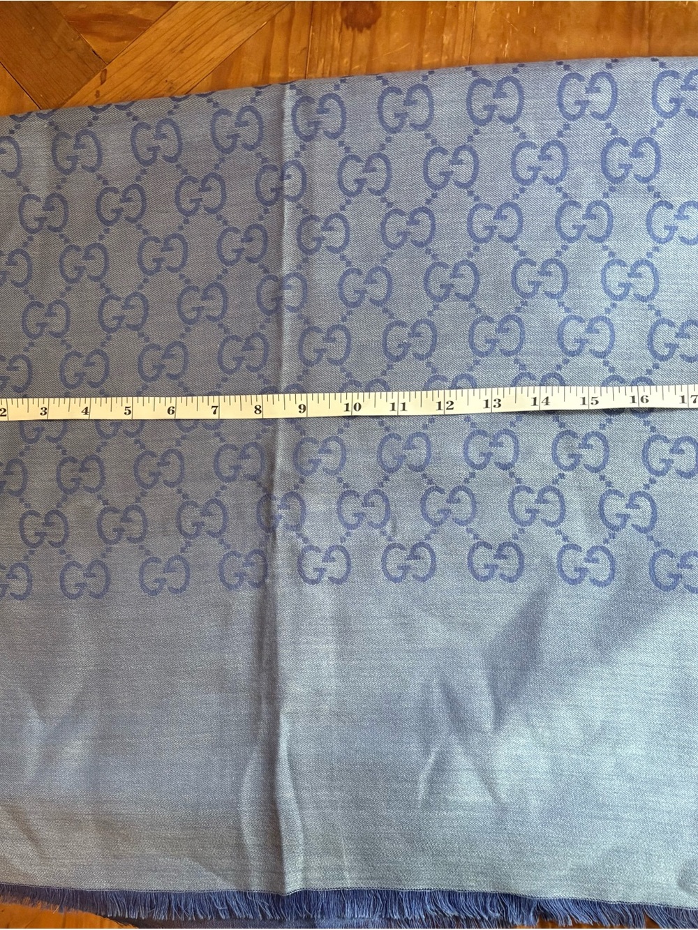 Gucci Light and Deep Blue GG Monogram Silk-Blend Shawl - Picture 5 of 6
